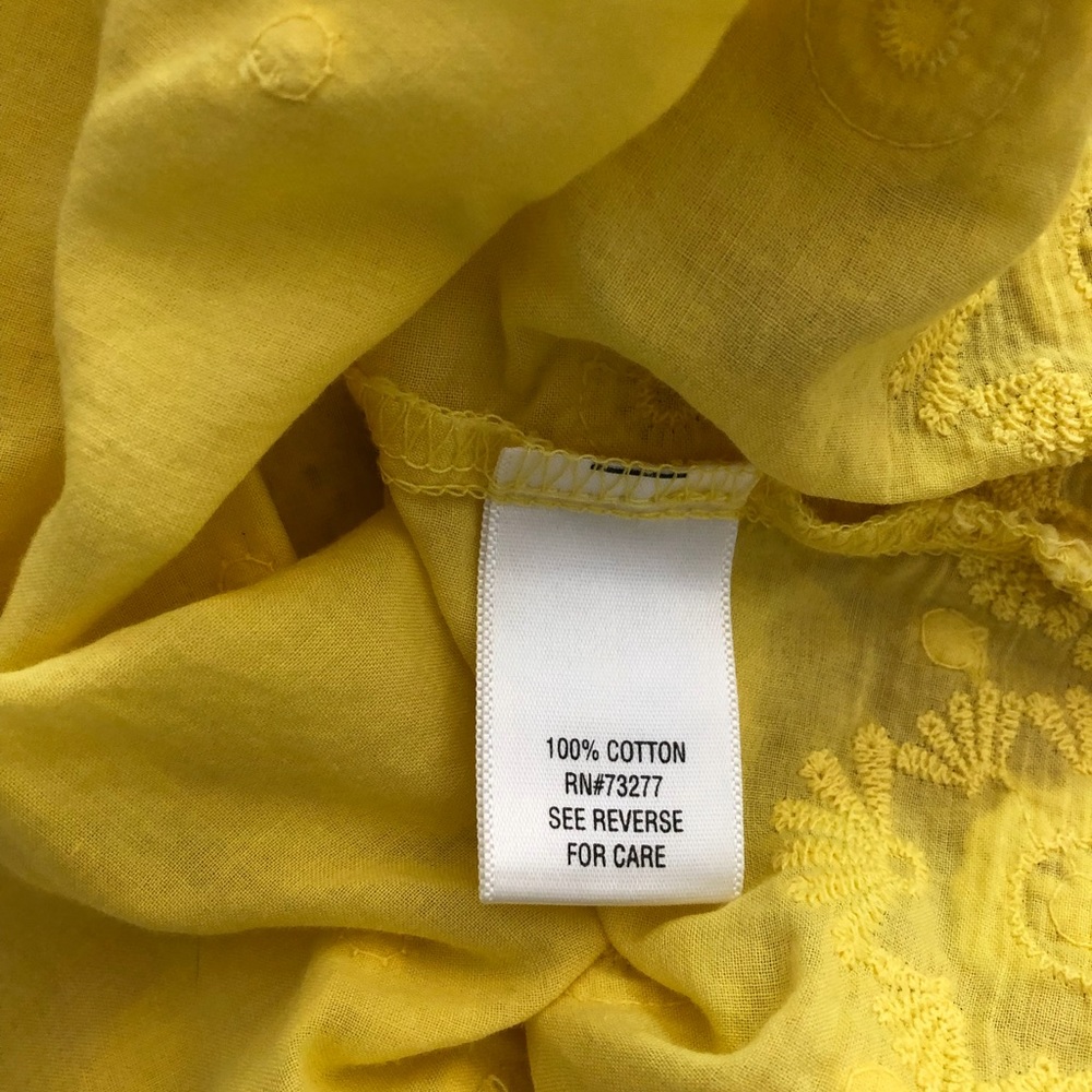 Apt. 9 yellow puff sleeve embroidered cotton top L - Picture 8 of 8